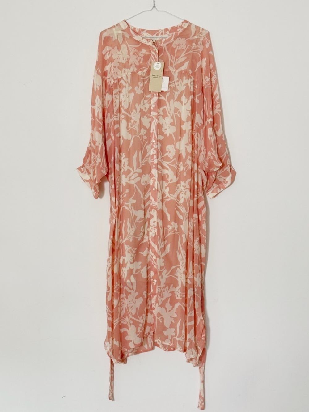 NWT Floral Button-Front Maxi Dress in Blush and Cream